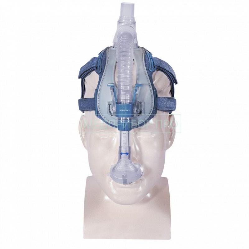 Маска СИПАП с двумя насадками в комплекте и лобным упором Маска СИПАП с двумя насадками в комплекте и лобным упором