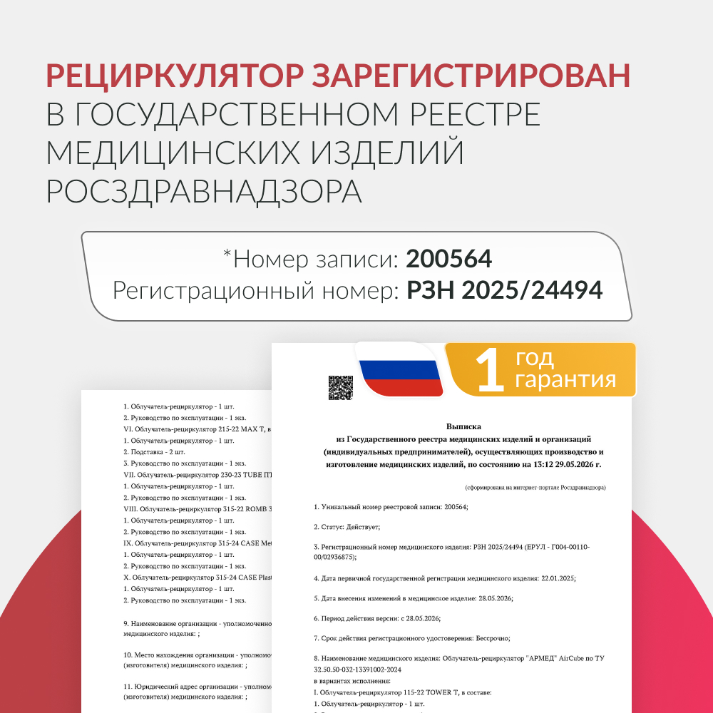 Армед - AirCube 315-24 - мощный трёхламповый рециркулятор
